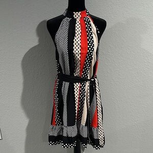 Chic Black and Red Halter Dress